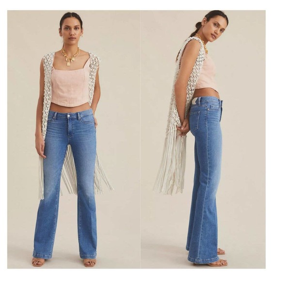 PAIGE Denim - Paige Genevieve High-Rise Flare Jeans - 31 Waist New
